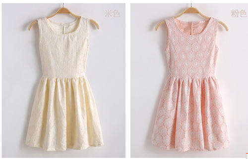 Elegant Floral Crochet Pattern Dress (Available in Cream & Pink Only)